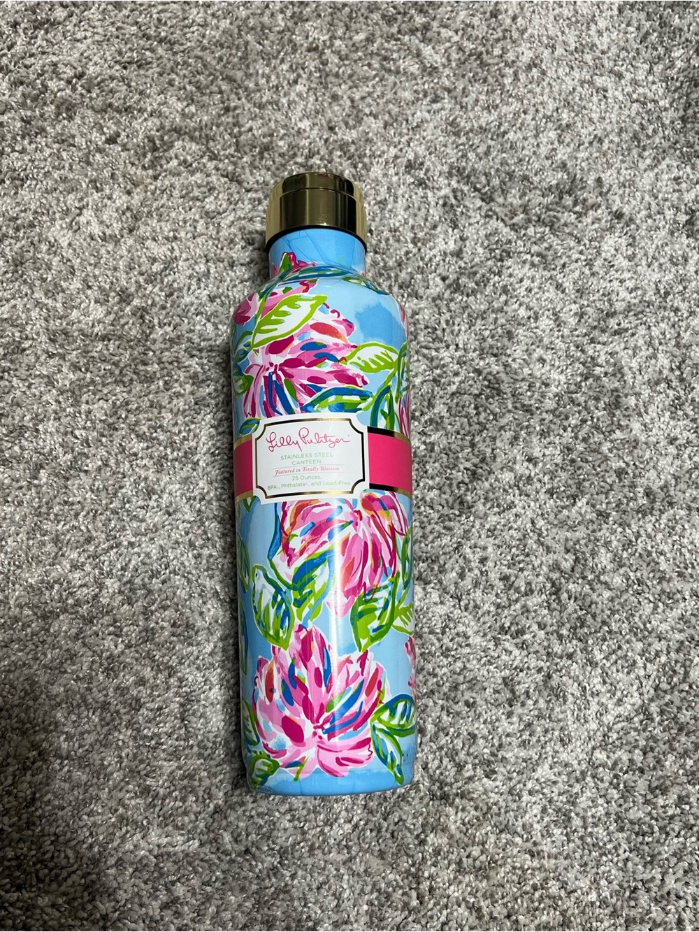 Lilly Pulitzer Blue Floral Stainless Steel Canteen